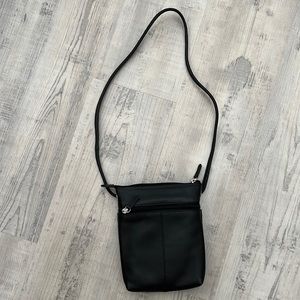 ILI New York Genuine Leather Black Crossbody Animal Print Zippered Pockets Bag